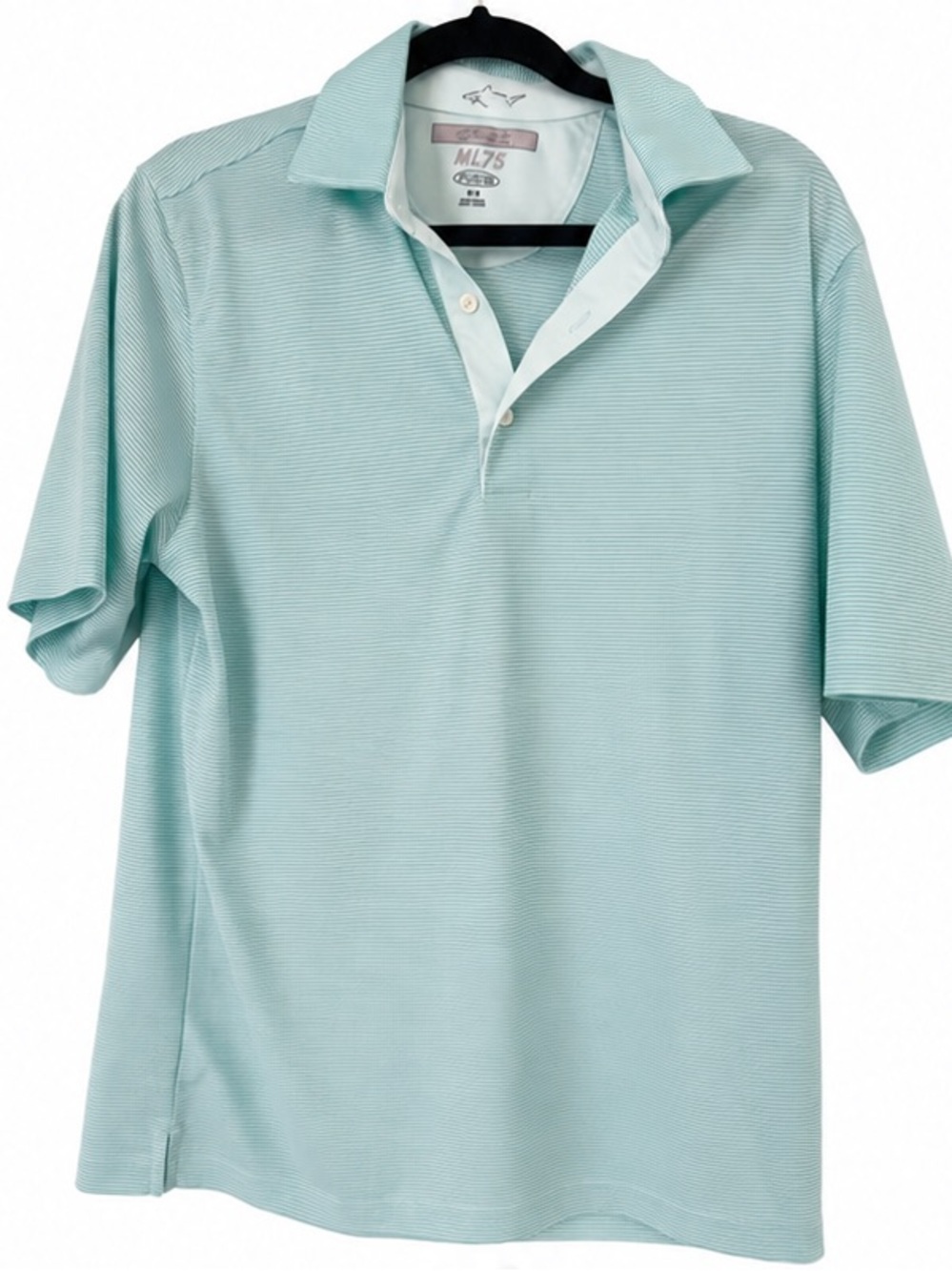 Greg Norman ML75 Play Dry Mint Green Striped Golf Polo Shirt Men’s Medium